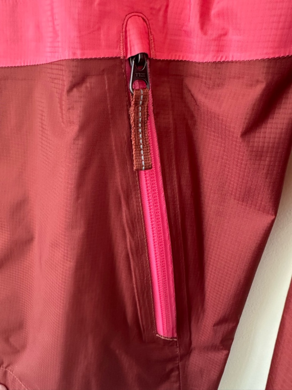Kids REI Pink Two-Tone Hooded Rain Jacket - Picture 3 of 13